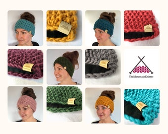 Fleece Lined Headband Hand Knitted Headband Ear Warmer, earmuff made with Sustainable Merino Wool