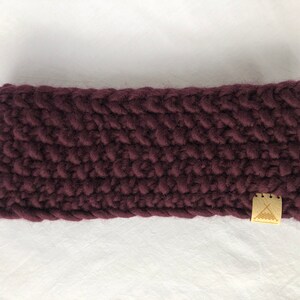 Fleece Lined Headband Hand Knitted Headband Ear Warmer, earmuff, in Dark Purple, made with Sustainable Merino Wool image 5