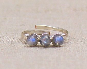 Dainty Labradorite Gemstone Adjustable Ring