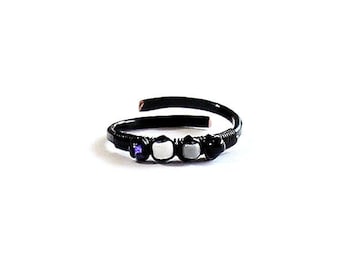 Asexual Pride Seed Bead Ring, Adjustable Wire Wrapped Jewelry