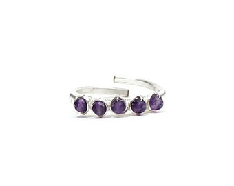 Dainty Amethyst Adjustable Ring, Witchy Jewelry