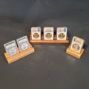 Wood Graded Coin Display Stand- Custom Made Holder for PCGS or NGC Collector Cases