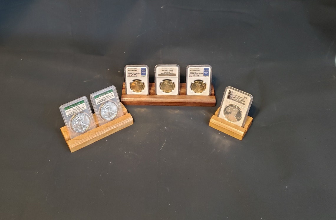 Wood Graded Coin Display Stand Custom Made Holder for PCGS or Etsy