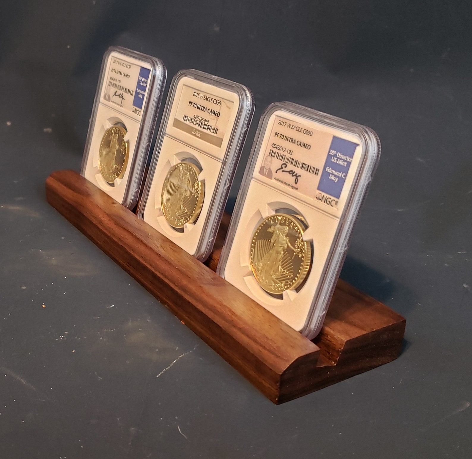 Wood Graded Coin Display Stand Custom Made Holder for PCGS or Etsy