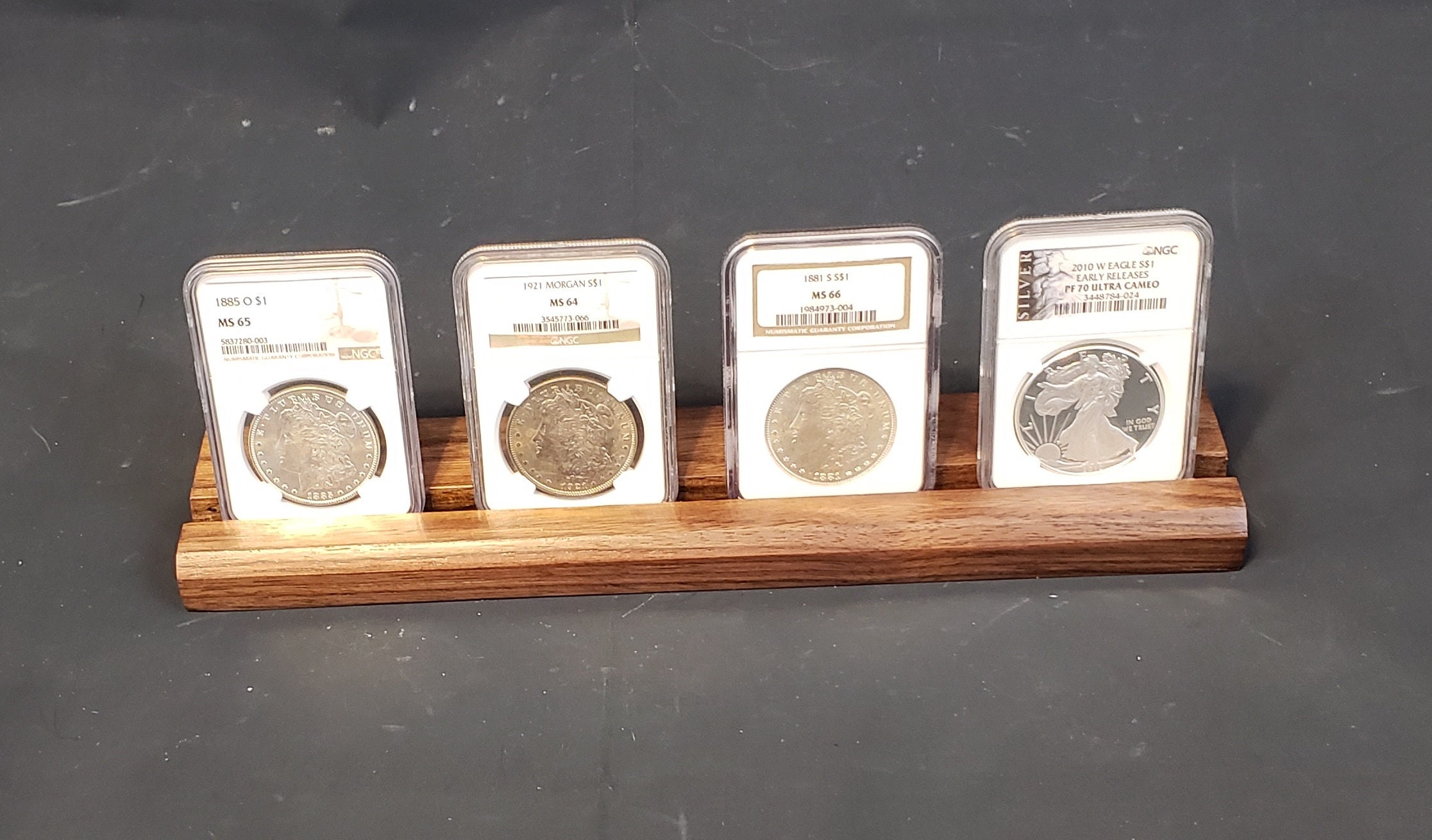 Wood Graded Coin Display Stand Custom Made Holder for PCGS or Etsy