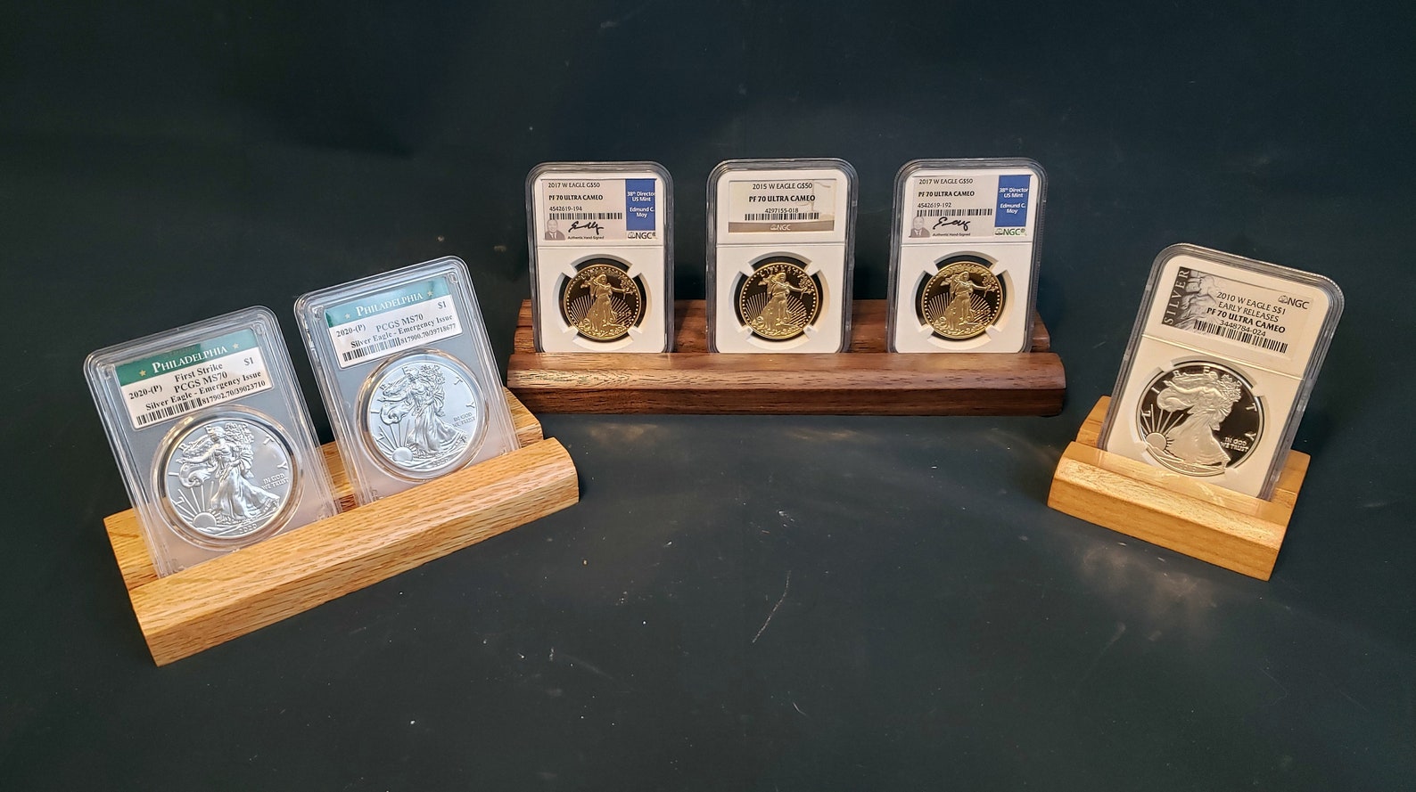 Wood Graded Coin Display Stand Custom Made Holder for PCGS or Etsy