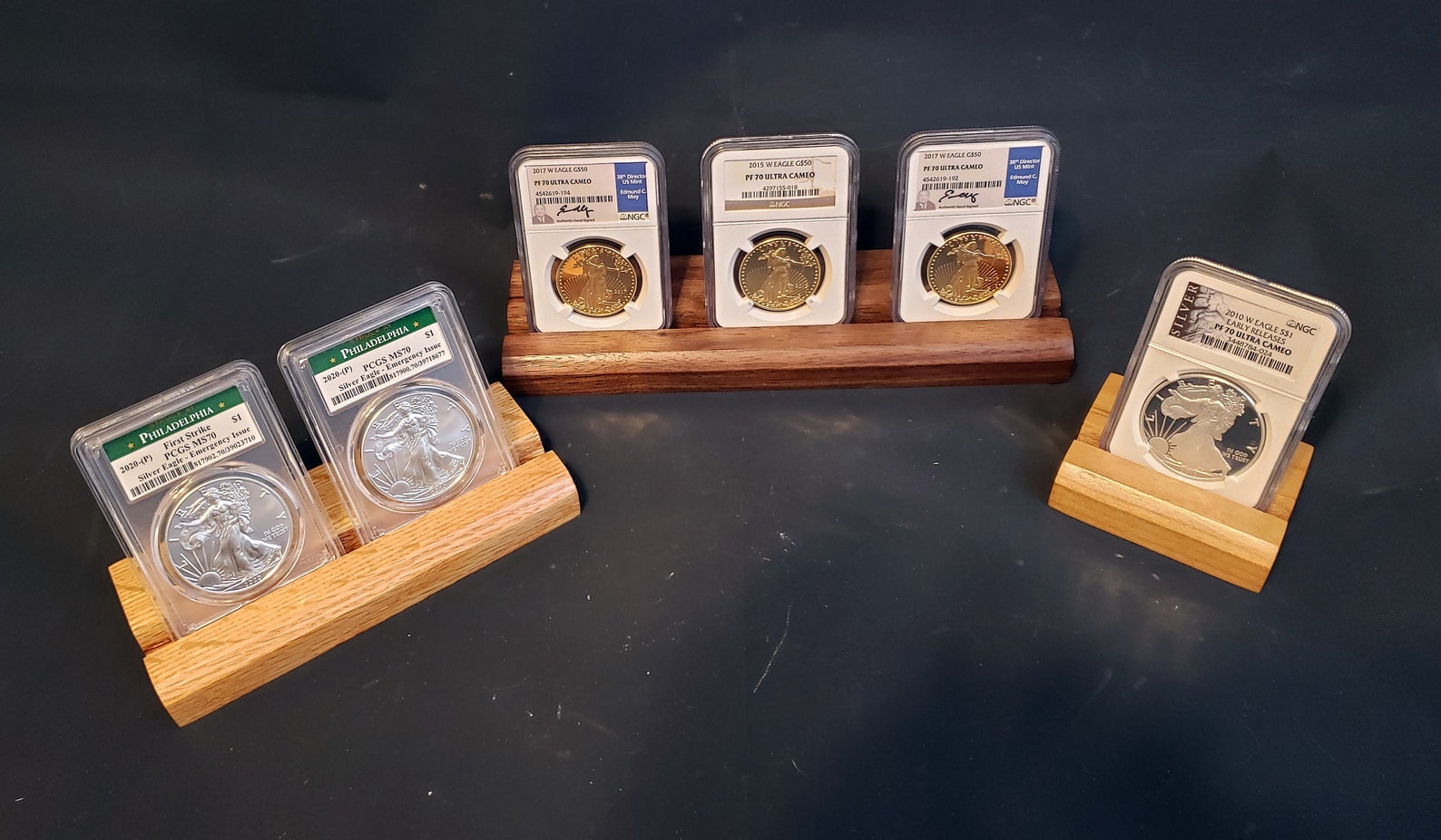 Wood Graded Coin Display Stand Custom Made Holder for PCGS or Etsy