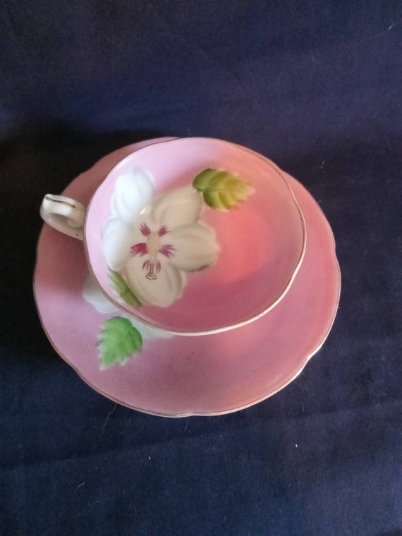 Occupied Japan Demitasse and Saucer Pink Trimont China Vintage Etsy