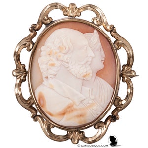Antique shell cameo, Zeus and Hera cameo, Vintage cameo pin, Vintage jewelry, Estate jewelry, Couples shell cameo,  FREE WORLDWIDE SHIPPING