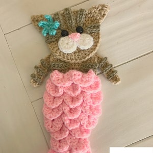 Nella&#39;s Exclusive- Crochet Pattern - INSTANT PDF DOWNLOAD - Crochet- Crochet Applique - Applique Pattern - Meowmaid Pattern - Cat - Mermaid