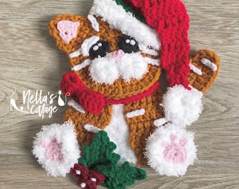 Crochet Pattern - Instant PDF DOWNLOAD - Christmas Cat - Christmas - Nellas Cottage - Christmas Tom - Crochet -Patterns - Holiday Patterns