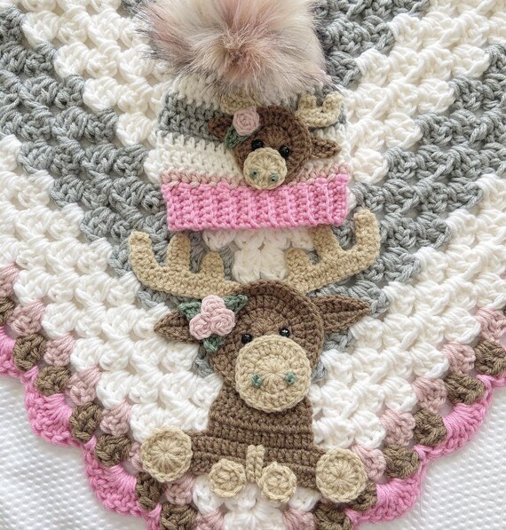 Blanket Moose Baby Blanket Crocheted Moose Blanket Baby Etsy