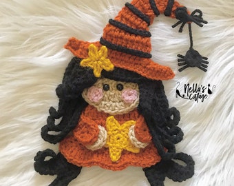 Crochet Pattern - INSTANT PDF DOWNLOAD - Nellas Cottage - Halloween - Halloween Pattern - Witch Pattern - Crochet Witch - Crochet Halloween