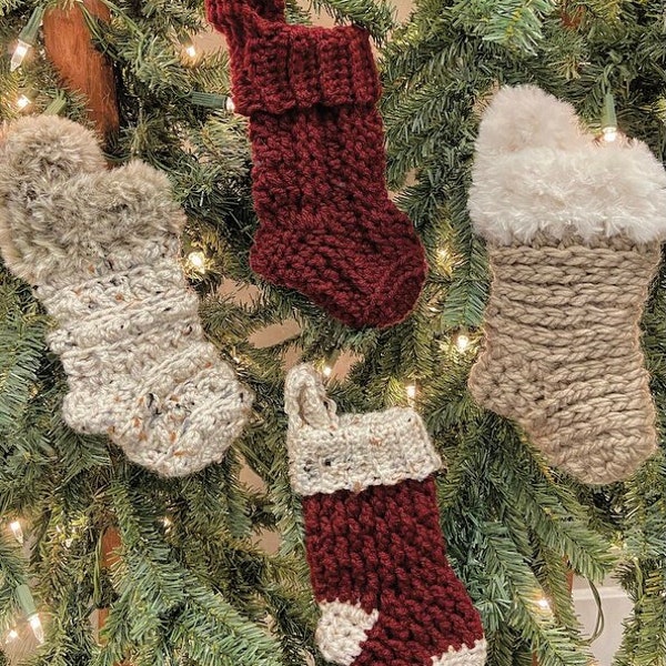Crochet Pattern - INSTANT PDF DOWNLOAD - Nella's Cottage - Mini Stocking Pattern - Stockings - Crochet Stockings - Crochet Stocking Pattern
