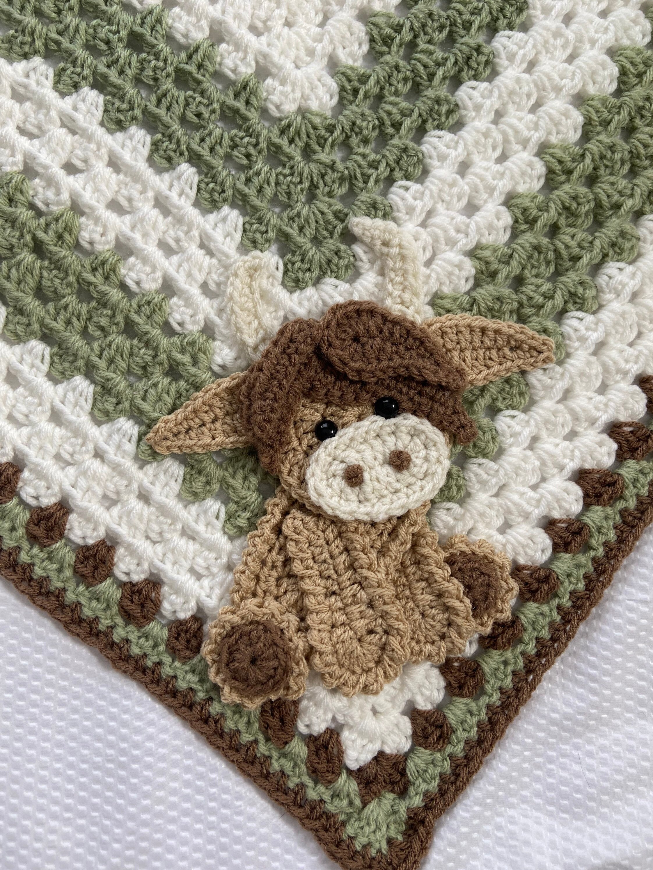 Crochet Baby Blanket Baby Blanket Handmade Baby Blanket Cow Baby Blanket Crocheted Baby