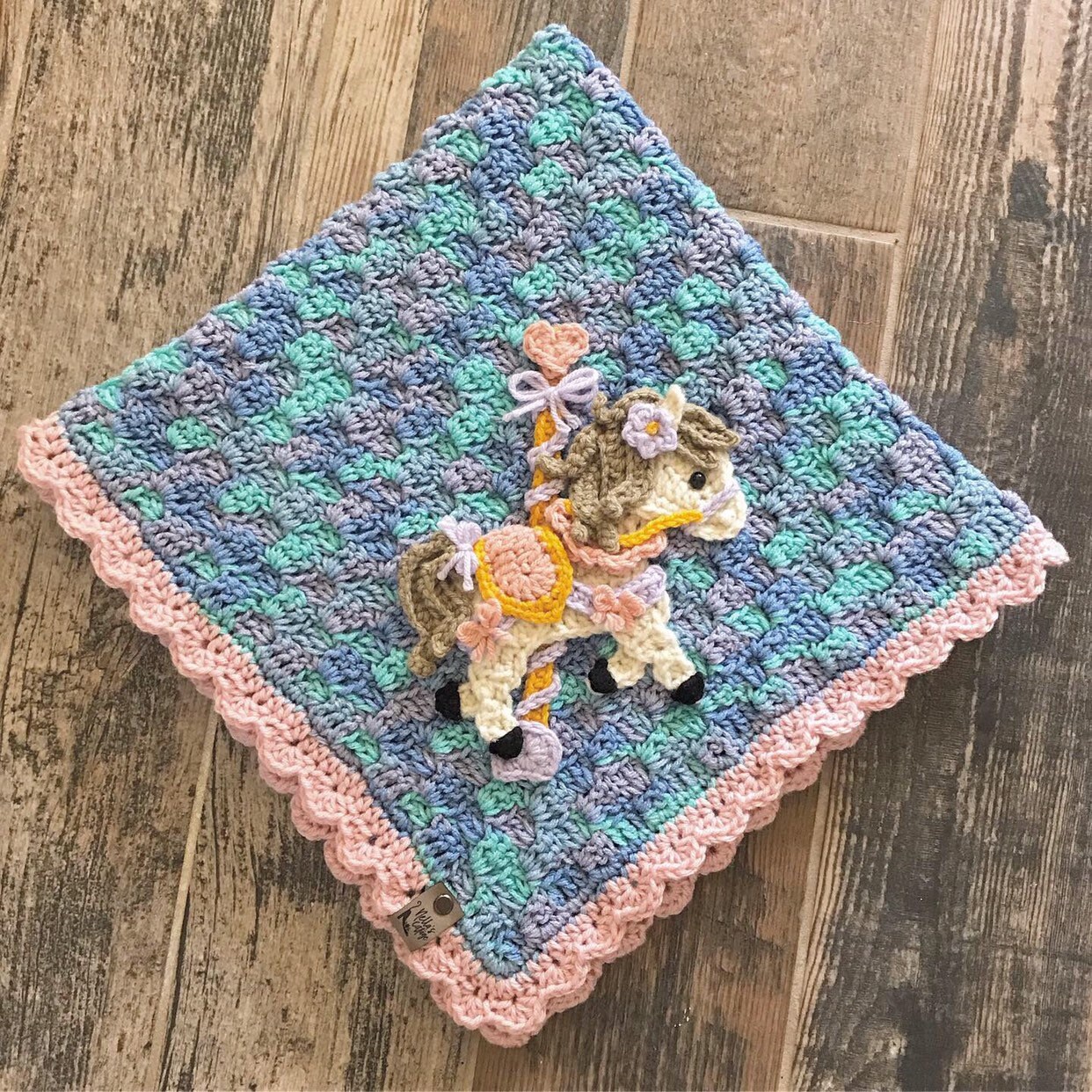 Handmade Baby Blanket Crochet Baby Blanket Carousel Horse Blanket