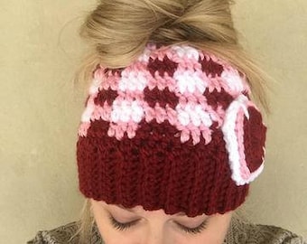 Crochet Plaid Hat Pattern – Slouchy Beanie (PDF Download)