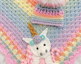 Crochet Baby Blanket - Baby Blanket - Handmade Baby Blanket - Unicorn Baby Blanket - Crocheted Baby Blanket - Baby Unicorn