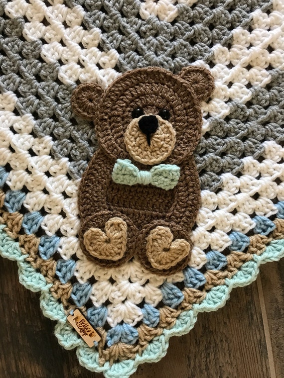 Crochet Baby Blanket Baby Blanket Handmade Baby Blanket Baby Bear Blanket Crocheted Baby Blanket Baby Bear Etsy Canada