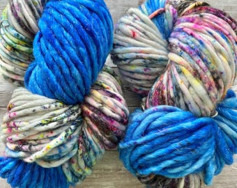 OOAK - Sparkle Super Bulky Hand Dyed Yarn - Nellas Cottage - Hand Dyed Fiber - Fiber Yarns - Yarn - Maker - Crochet - Knit - Knitting
