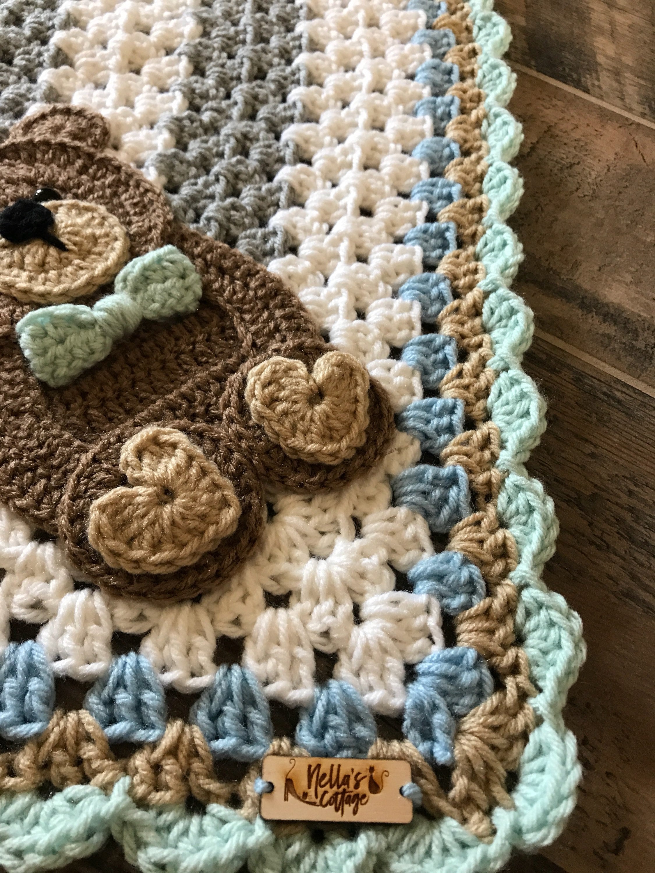 Crochet Baby Blanket - Baby Blanket - Handmade Baby Blanket - Baby Bear D3B