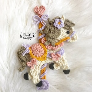Patrón de crochet - DESCARGA INSTANTÁNEA - Caballo de crochet - Carrusel - Caballo bebé - Patrón de carrusel - Patrón de aplique - Carrusel