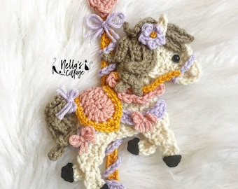 Crochet Pattern - INSTANT DOWNLOAD - Crochet Horse - Carousel - Baby Horse - Carousel Pattern - Appliqué Pattern - Carousel