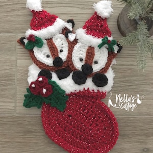 Crochet Pattern - Instant PDF DOWNLOAD - Christmas Fox - Christmas - Nellas Cottage - Stocking Crochet -Patterns - Holiday Patterns