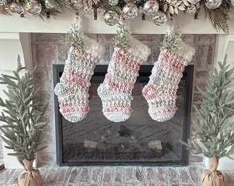 Cobblestone Luxury Crocheted Christmas Stocking