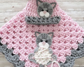 Crochet Baby Blanket - Baby Blanket - Handmade Baby Blanket - Kitty Baby Blanket - Crocheted Baby Blanket - Baby Kitty