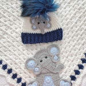 Crochet Baby Blanket - Baby Blanket - Handmade Baby Blanket - Elephant Baby Blanket - Crocheted Baby Blanket - Baby Elephant