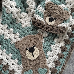 Crochet Baby Blanket - Baby Blanket - Handmade Baby Blanket - Baby Bear Blanket - Crocheted Baby Blanket - Baby Bear