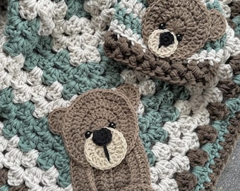 Crochet Baby Blanket - Baby Blanket - Handmade Baby Blanket - Baby Bear Blanket - Crocheted Baby Blanket - Baby Bear