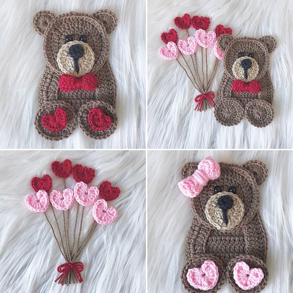 Crochet Pattern - INSTANT PDF DOWNLOAD - Crochet - Bears - Love - Valentines Day - Baby Bear - Hearts - Xoxo - His and Hers - Cute Bears