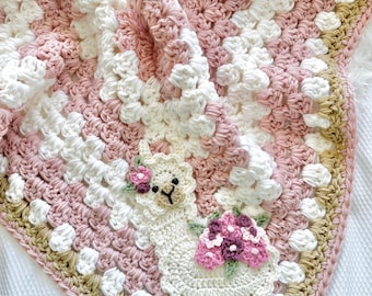Baby Blanket - Crocheted Blanket - Blanket - Bedding - Baby Bedding - Llama Blanket - Llama Bedding - Nursery Bedding