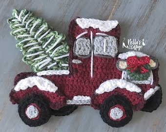 Crochet Pattern - Instant PDF DOWNLOAD - Christmas Truck - Christmas - Holiday Pattern - Christmas Pattern - Christmas Tree - Holidays