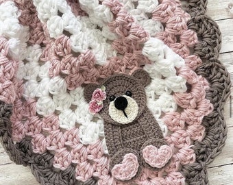 Crochet Baby Blanket - Baby Blanket - Handmade Baby Blanket - Baby Bear Blanket - Crocheted Baby Blanket - Baby Bear