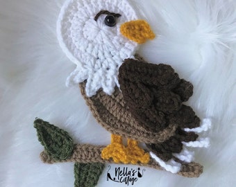 Crochet Pattern - INSTANT PDF DOWNLOAD - Nellas Cottage - Bald Eagle - Crochet Eagle - Eagle - Crochet Bald Eagle - Crochet Eagle Applique