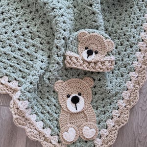 Crochet Baby Blanket - Baby Blanket - Handmade Baby Blanket - Baby Bear Blanket - Crocheted Baby Blanket - Baby Bear