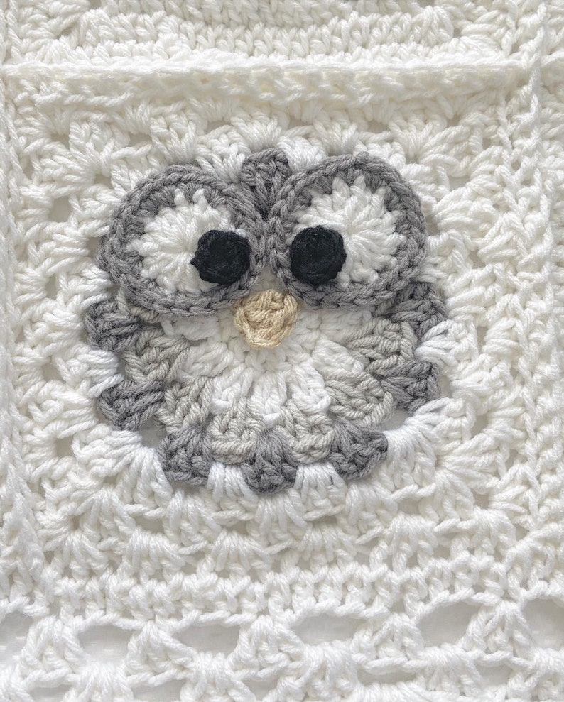 Crochet Pattern INSTANT PDF DOWNLOAD Pattern Only Crochet Baby Blanket Granny Square Magnolia Owl Blanket Owl Nellas Cottage image 3