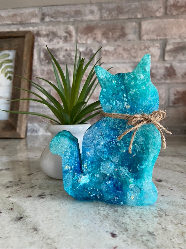 Faux Crystal Kitty Resin Kitty Resin Crystal Kitty Hand Poured