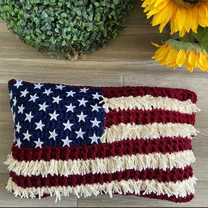Crochet Pattern - INSTANT PDF DOWNLOAD - Crochet Pillow Cover - Crochet Farmhouse Pillow - Farmhouse Pillow Cover - Crochet Americana Decor