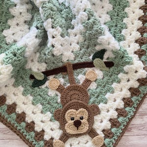 Crochet Baby Blanket - Baby Blanket - Handmade Baby Blanket - Baby Monkey Blanket - Crocheted Baby Blanket - Baby Monkey