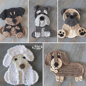 Crochet Pattern - INSTANT PDF DOWNLOAD - Crochet Puppies - Crochet - Dog - Puppy - Rottweiler - Dachschund - Poodle - Pug - Schnauzer - Dogs