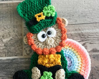 Nella's Exclusive- Crochet Pattern - INSTANT PDF DOWNLOAD - Applique Pattern - Crochet - Irish - Leprechaun - Rainbow - St Patricks Day