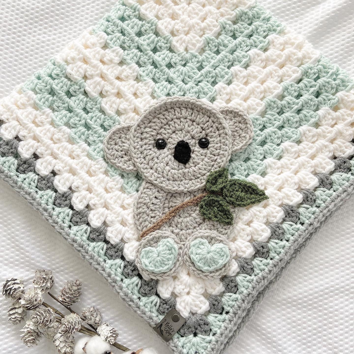 Crochet Baby Blanket - Baby Blanket - Handmade Baby Blanket - Crochet Baby  Blanket - Koala Baby Blanket - Crochet Koala