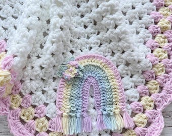 Crochet Baby Blanket - Baby Blanket - Handmade Baby Blanket - Rainbow Baby Blanket - Crocheted Baby Blanket - Baby Rainbow