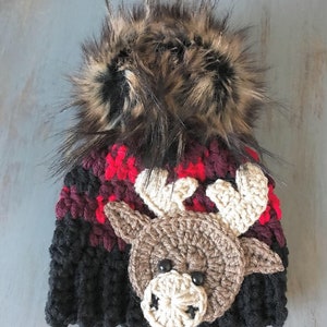 Crochet Pattern INSTANT PDF DOWNLOAD Crochet Patterns Baby Beanie Patterns Plaid Hat Pattern Moose Pattern Bear Pattern Plaid image 2