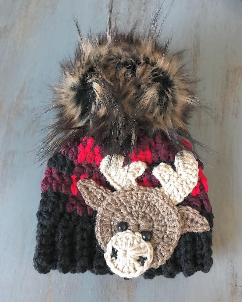 Crochet Pattern INSTANT PDF DOWNLOAD Crochet Patterns Baby Beanie Patterns Plaid Hat Pattern Moose Pattern Bear Pattern Plaid image 2