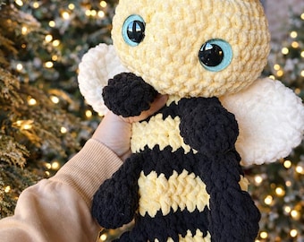 Crocheted Bee Plushie - Stuffed Animals - Nellas Cottage - Bee Toy - Baby Bee - Bee Plushie - Bumble Bee - Crochet - Handmade